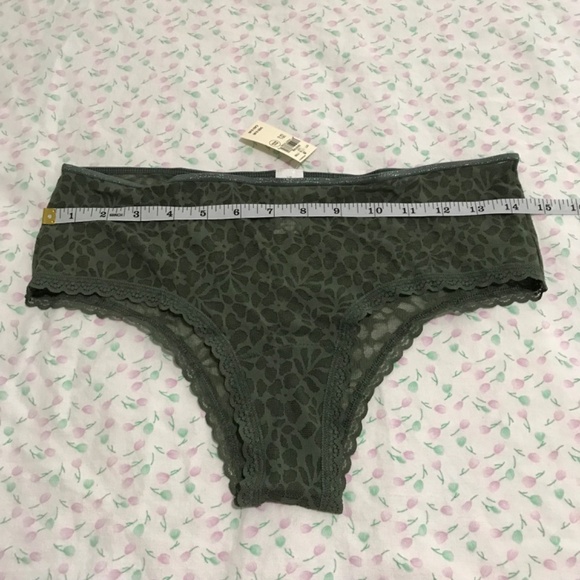 NWT Aerie Island Breeze Sparkly Lace Panty L Cheeky Bottoms Royal Palm Green - Picture 4 of 11